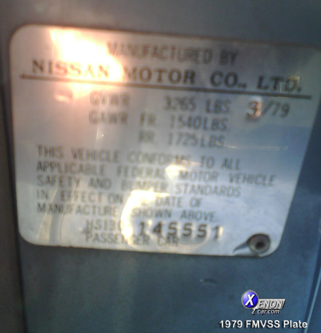 1979 FMVSS Plate